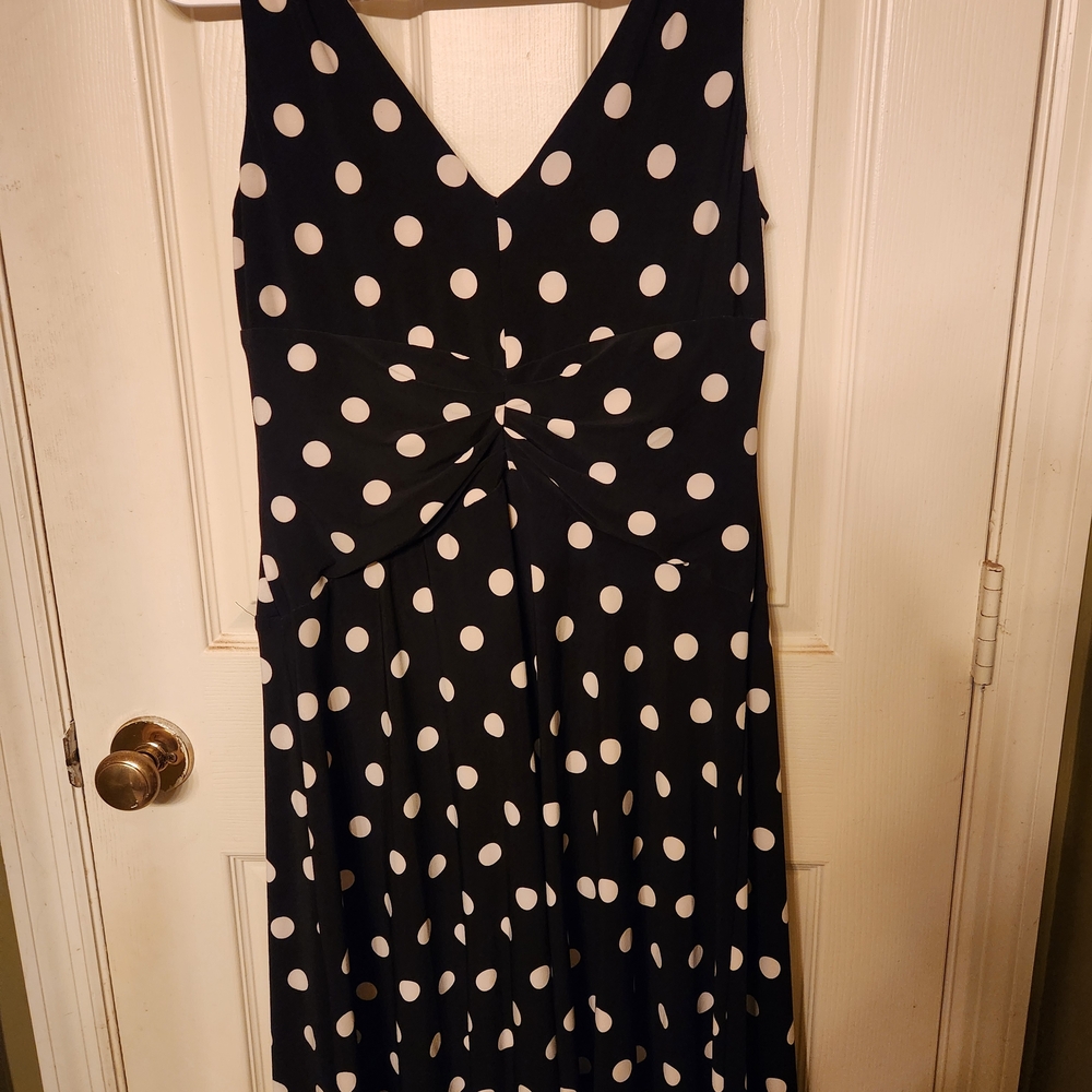Lauren Ralph Lauren Navy and White Polka Dot Dress